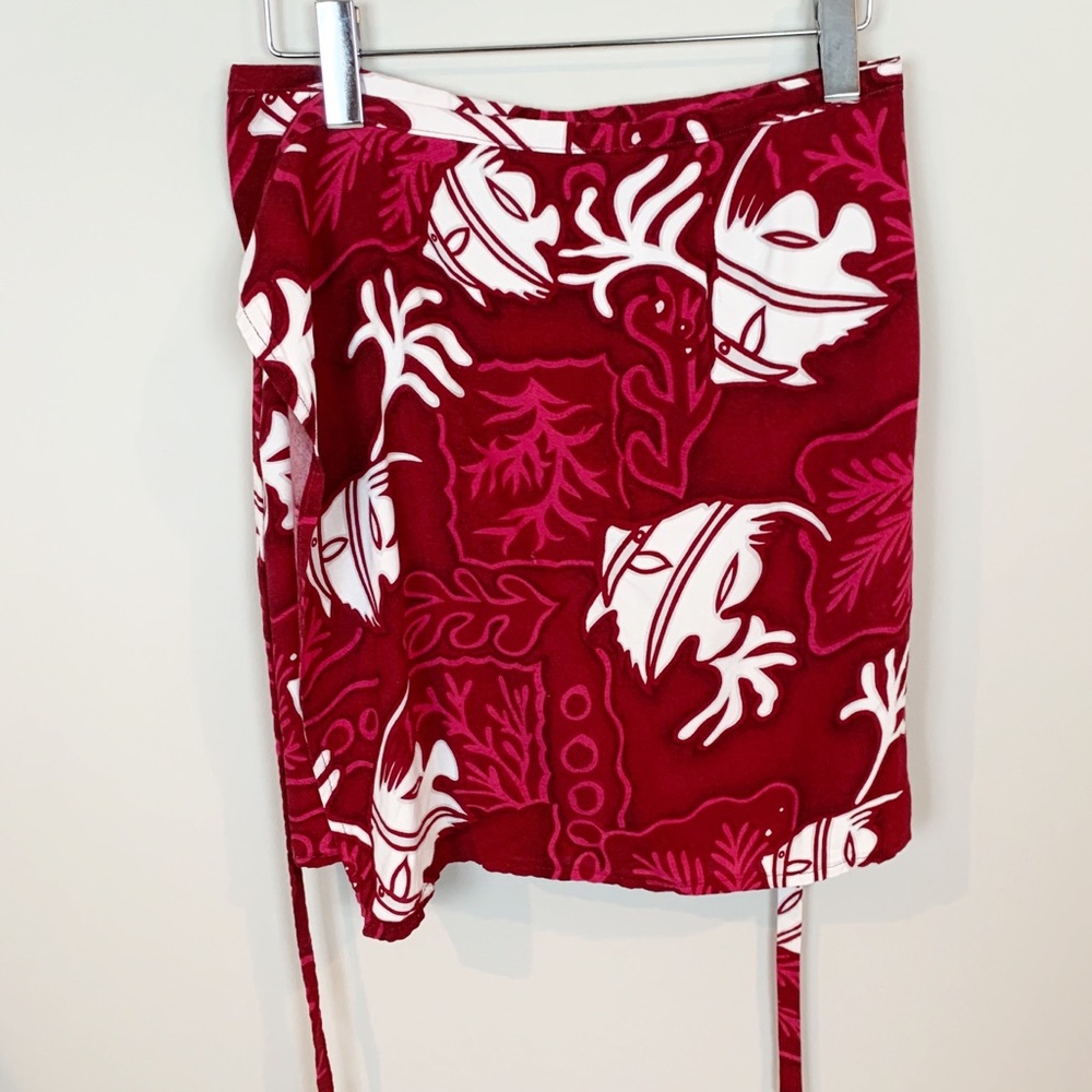 90s Vintage Boho Chic Ocean Print Wrap Skirt